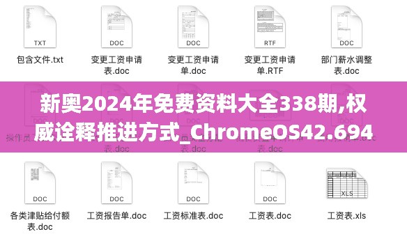 新奥2024年免费资料大全338期,权威诠释推进方式_ChromeOS42.694-9