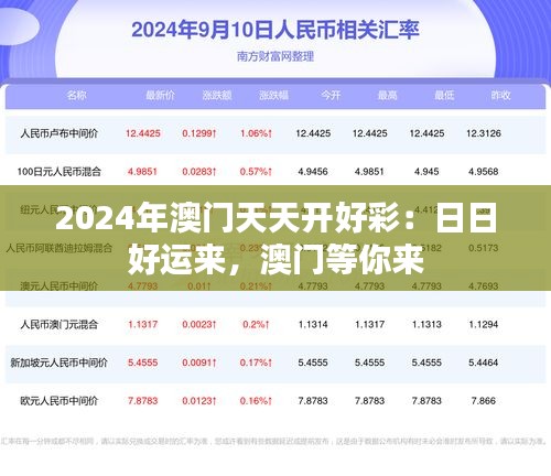 2024年澳门天天开好彩：日日好运来，澳门等你来