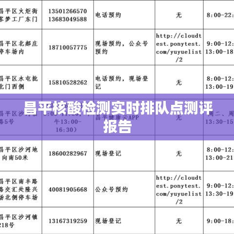 昌平核酸检测实时排队点测评报告，深度解析与体验反馈