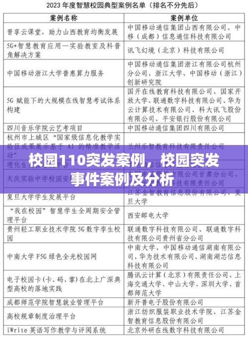 校园110突发案例，校园突发事件案例及分析 