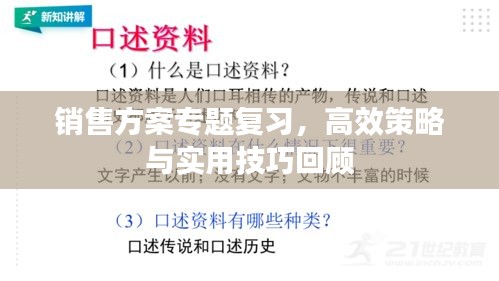 销售方案专题复习，高效策略与实用技巧回顾
