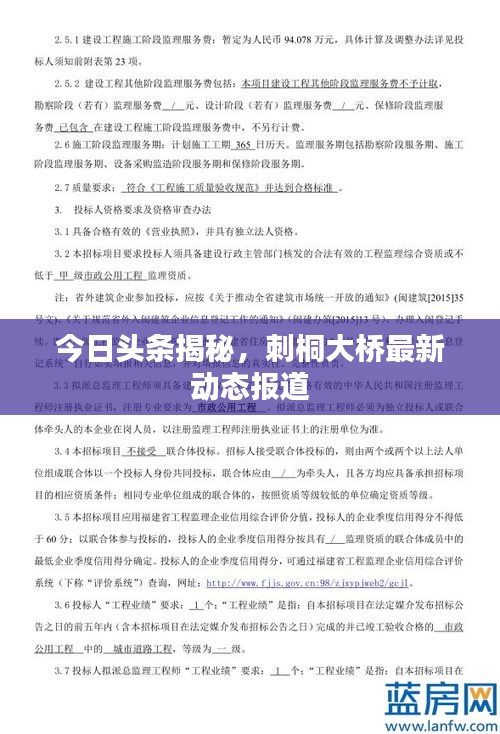 今日头条揭秘，刺桐大桥最新动态报道
