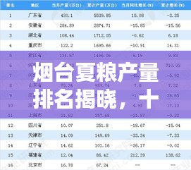 烟台夏粮产量排名揭晓，十大产区榜单